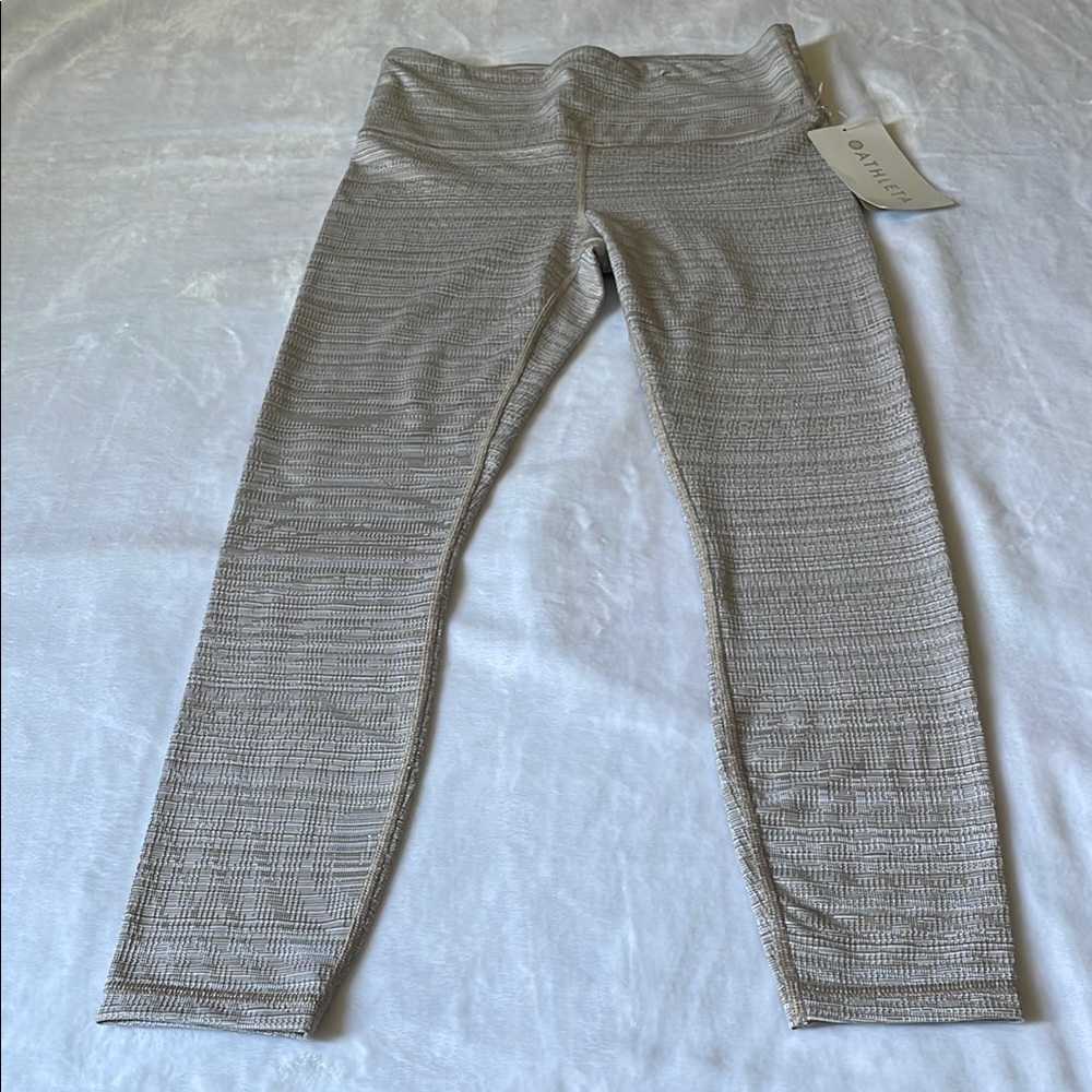🆕 Athleta Being and white Leggings with Ribbed Panels